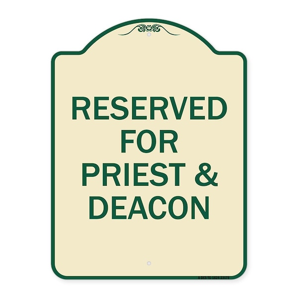 Reserved for Priest & Deacon Heavy-Gauge Aluminum Architectural Sign, 24" x 18", TG-1824-23179